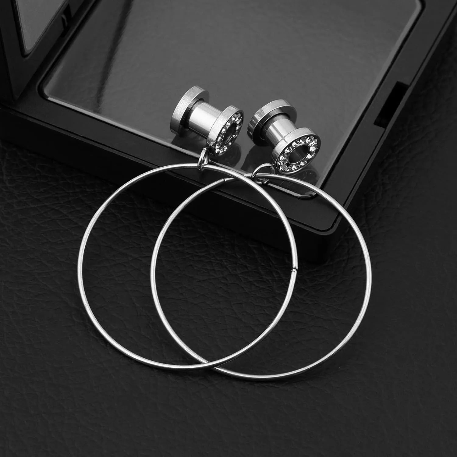 Stainless Steel Ear Tunnels with Nose Hoop Rings, 4-16mm, 2 Pieces