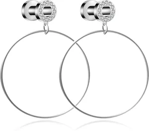 Stainless Steel Ear Tunnels with Nose Hoop Rings, 4-16mm, 2 Pieces