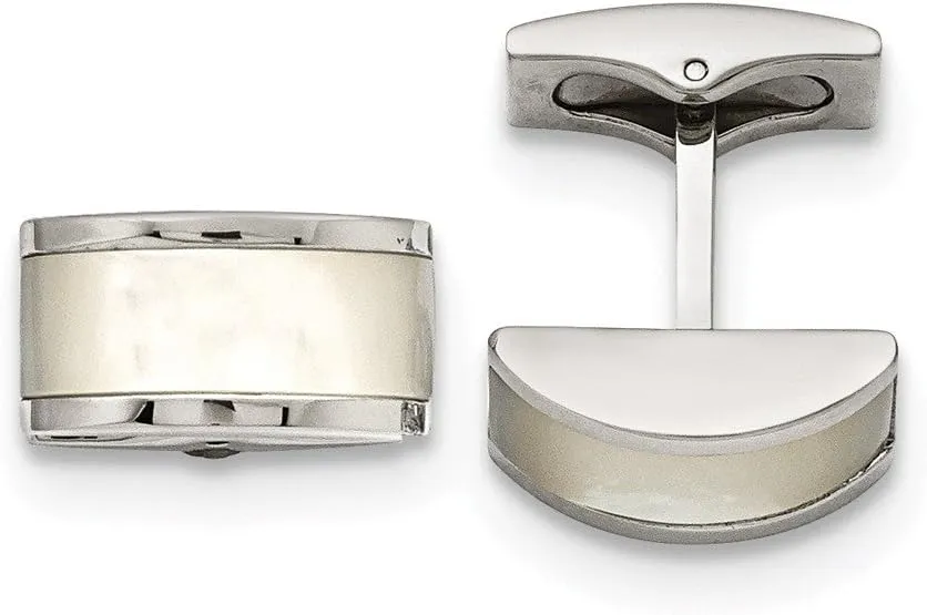 Stainless Steel Polished Cat's Eye Cufflinks