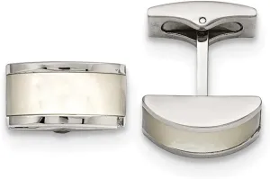 Stainless Steel Polished Cat's Eye Cufflinks
