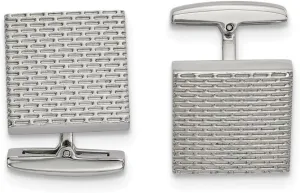 Stainless Steel Polished Textured Square Cufflinks