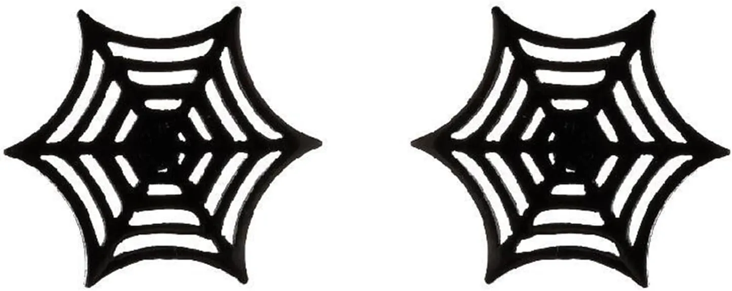 Stainless Steel Spider Web Small Earrings Halloween Punk Black Animal Spiders Net Polished Irregular Geometric Spooky Tiny Sleeper Stud Earrings for Women Men Minimalist Gothic Halloween Cosplay Party Jewelry