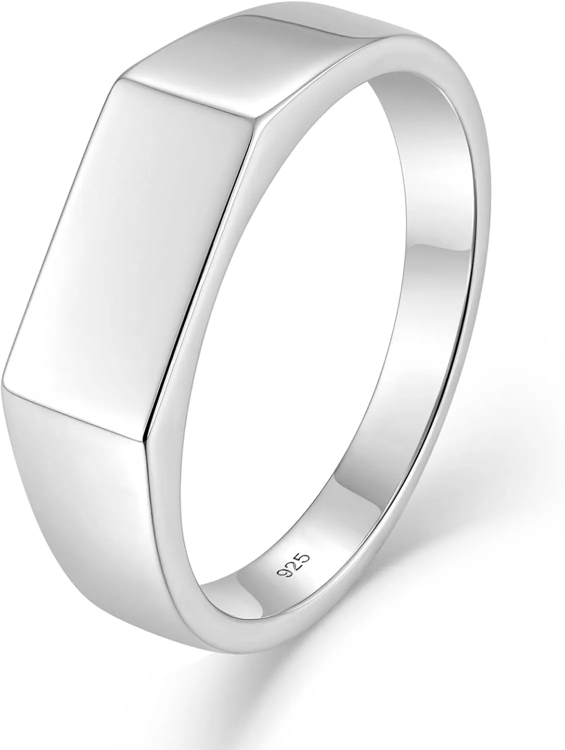 STARCHENIE Sterling Silver Signet Ring, 6mm Minimalist Wedding Band, Unisex Pinky Thumb Ring Size 7-12, Jewelry Gift for Men & Women