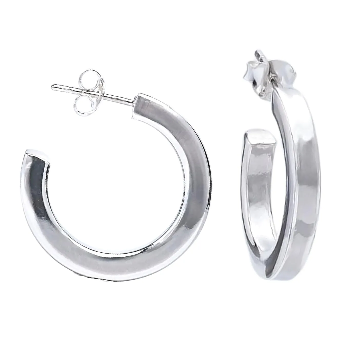 Sterling Silver 3mm x 20mm Half Hoop Earrings for Women  Polished Stud Hoops Elegant Minimalist Statement Jewelry Gift for her