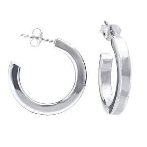 Sterling Silver 3mm x 20mm Half Hoop Earrings for Women  Polished Stud Hoops Elegant Minimalist Statement Jewelry Gift for her