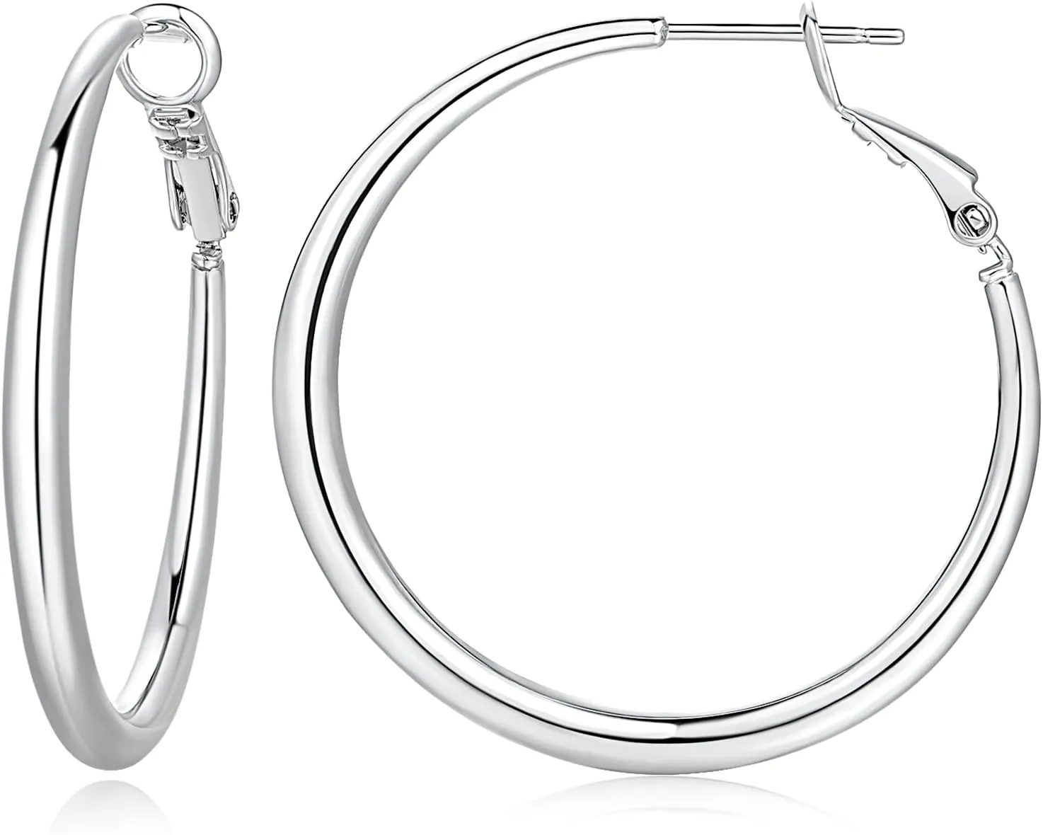 Sterling Silver Hoop Earrings Silver Earrings Trendy Hypoallergenic Earrings for Womens Hoop Earrings Silver Large Hoops (30mm*2.9mm)