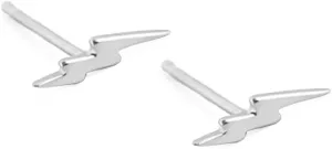 Sterling Silver Lightning Bolt Tiny Stud Earrings for Women Girls Men Hypoallergenic Pierced Ear Minimalist Polished Mini Flash Thunder Button Tragus Post Pin Body Jewelry