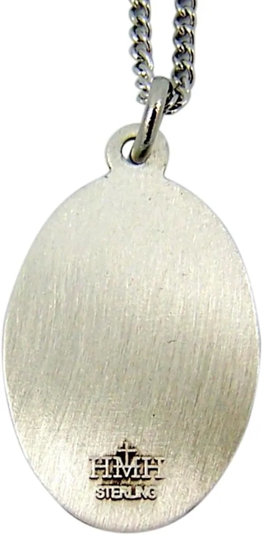 Sterling Silver Oval Saint Mother Teresa of Calcutta Pray for Us Medal Pendant