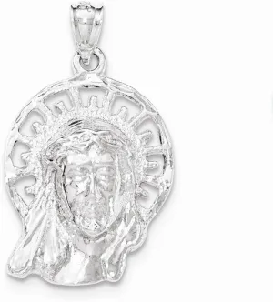 Sterling Silver Polished & Textured Jesus Head Pendant