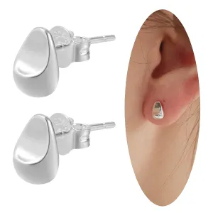 Sterling Silver Teardrop Stud Earrings, Hypoallergenic 925 Sterling Silver Small Stud Earrings for Women Girls,Handmade Plated Sterling Silver Polished Stud Earrings for Sensitive Ears