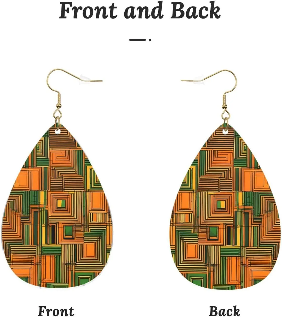 Stylish Drop-Shaped Acrylic Earrings Lightweight Printed Teardrop Dangle Earrings for Women (African Ethnic Print)