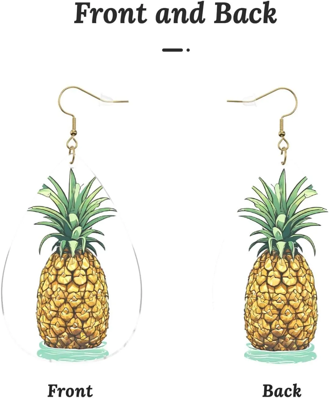 Stylish Drop-Shaped Acrylic Earrings Lightweight Printed Teardrop Dangle Earrings for Women (Be a pineapple)