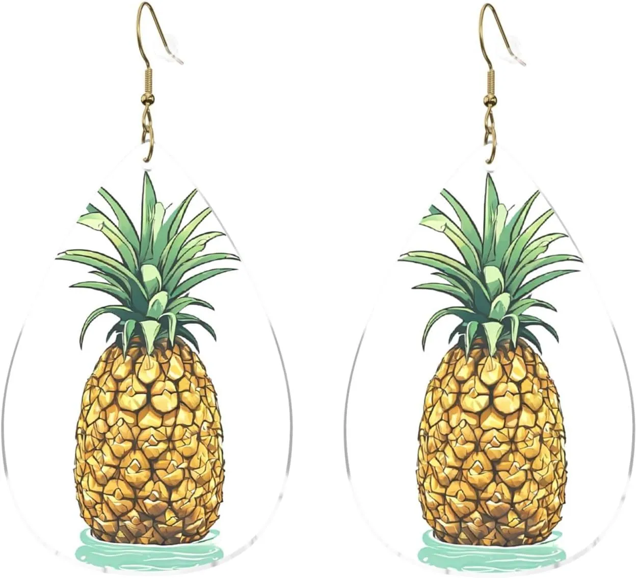 Stylish Drop-Shaped Acrylic Earrings Lightweight Printed Teardrop Dangle Earrings for Women (Be a pineapple)