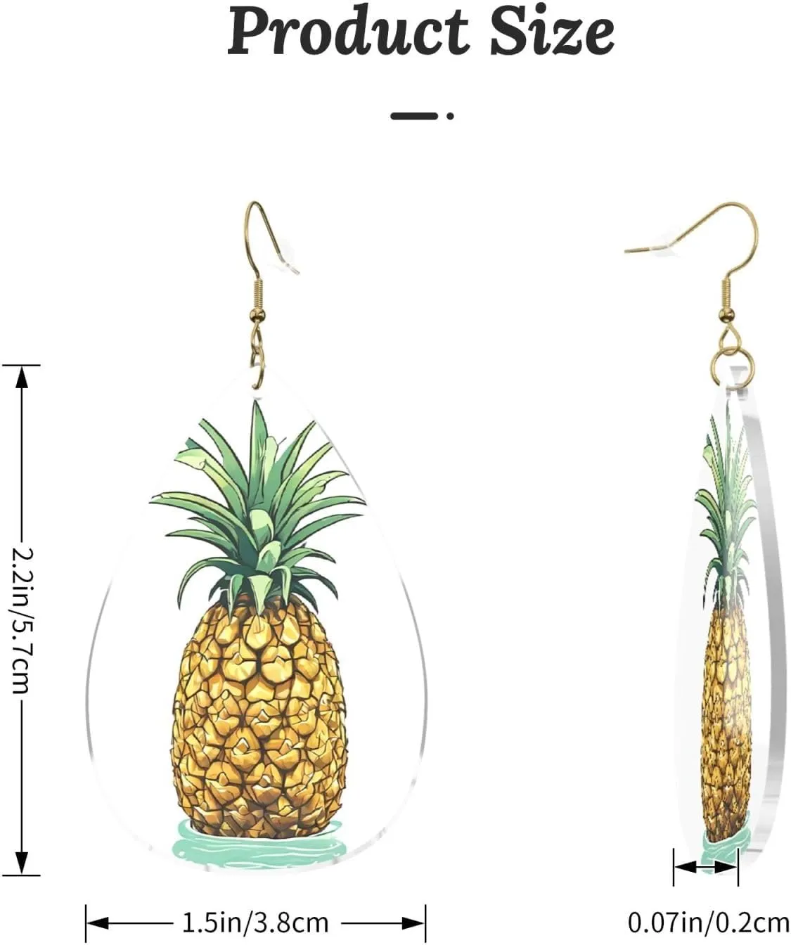 Stylish Drop-Shaped Acrylic Earrings Lightweight Printed Teardrop Dangle Earrings for Women (Be a pineapple)