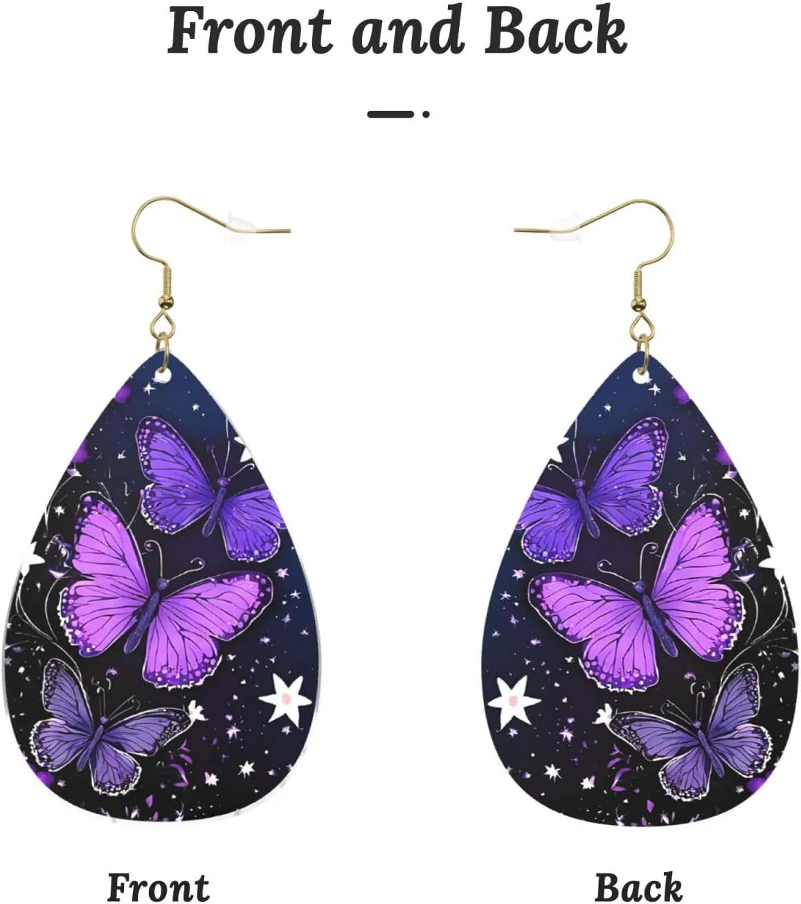 Stylish Drop-Shaped Acrylic Earrings Lightweight Printed Teardrop Dangle Earrings for Women (Beautiful Glowing Butterfly)