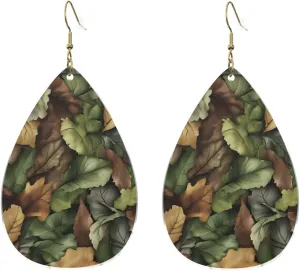 Stylish Drop-Shaped Acrylic Earrings Lightweight Printed Teardrop Dangle Earrings for Women (Camoflauge Print)
