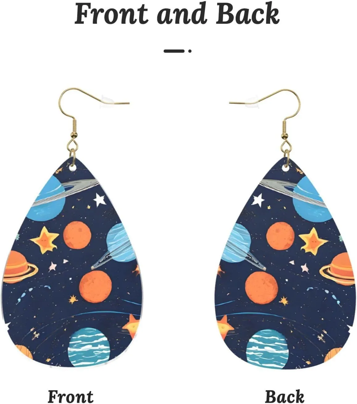 Stylish Drop-Shaped Acrylic Earrings Lightweight Printed Teardrop Dangle Earrings for Women (Constellation Star Clusters Galaxies)