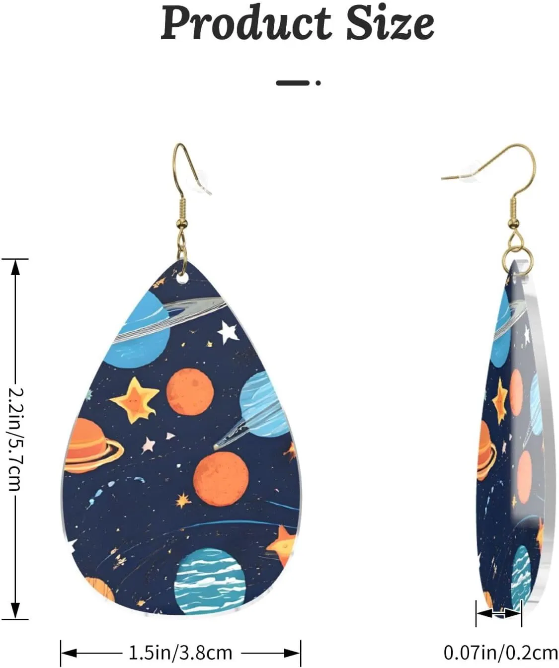 Stylish Drop-Shaped Acrylic Earrings Lightweight Printed Teardrop Dangle Earrings for Women (Constellation Star Clusters Galaxies)