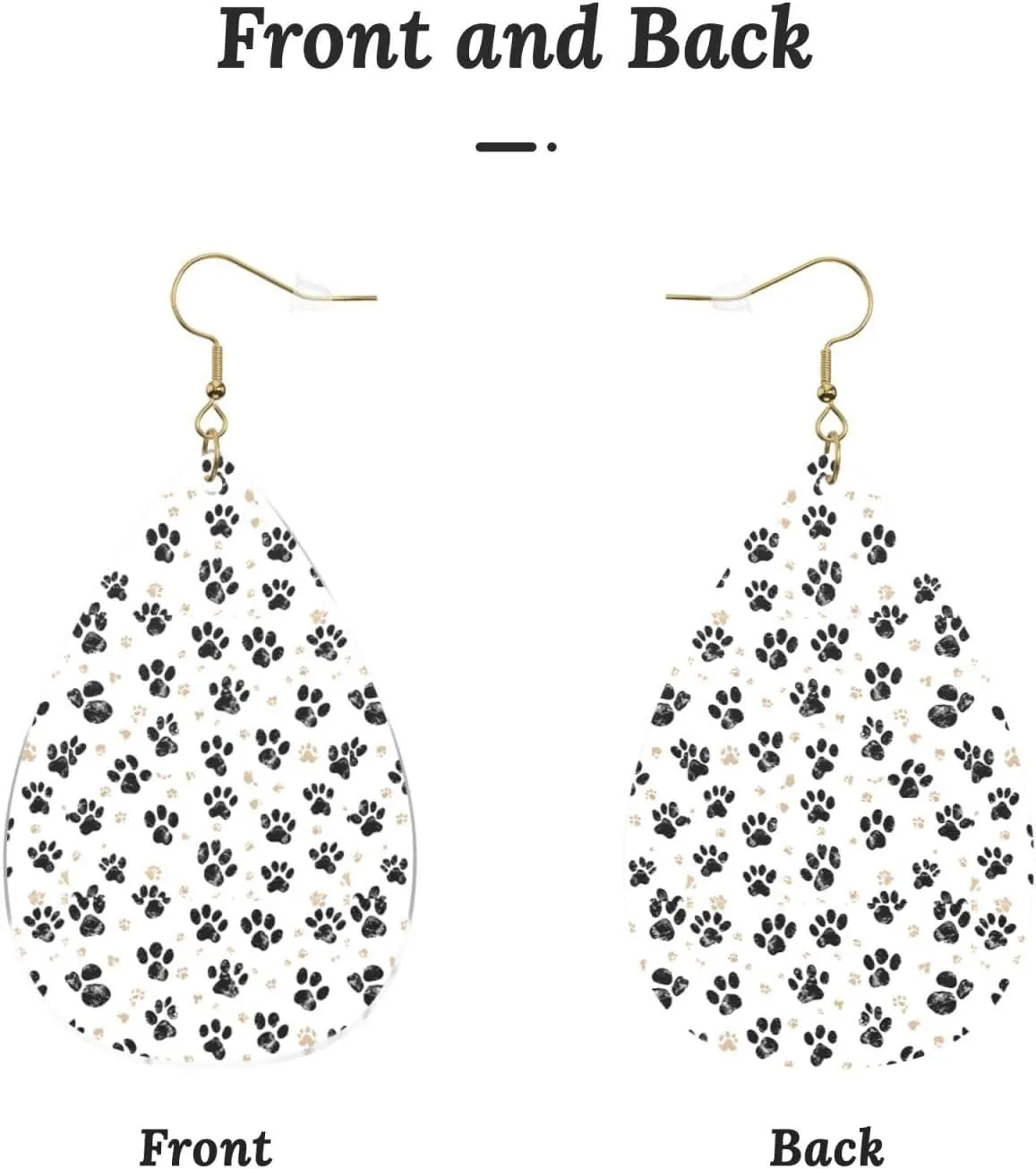 Stylish Drop-Shaped Acrylic Earrings Lightweight Printed Teardrop Dangle Earrings for Women (Cute Dog Paw Print)