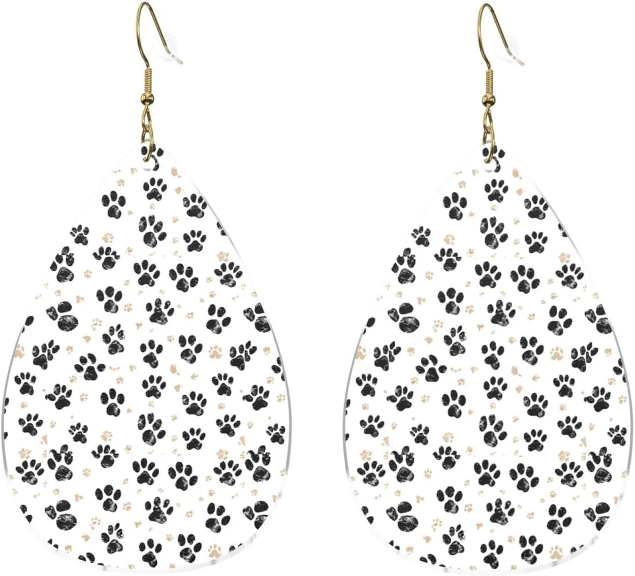 Stylish Drop-Shaped Acrylic Earrings Lightweight Printed Teardrop Dangle Earrings for Women (Cute Dog Paw Print)