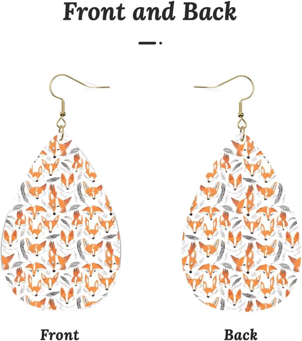 Stylish Drop-Shaped Acrylic Earrings Lightweight Printed Teardrop Dangle Earrings for Women (Cute Floral Animal Pattern)