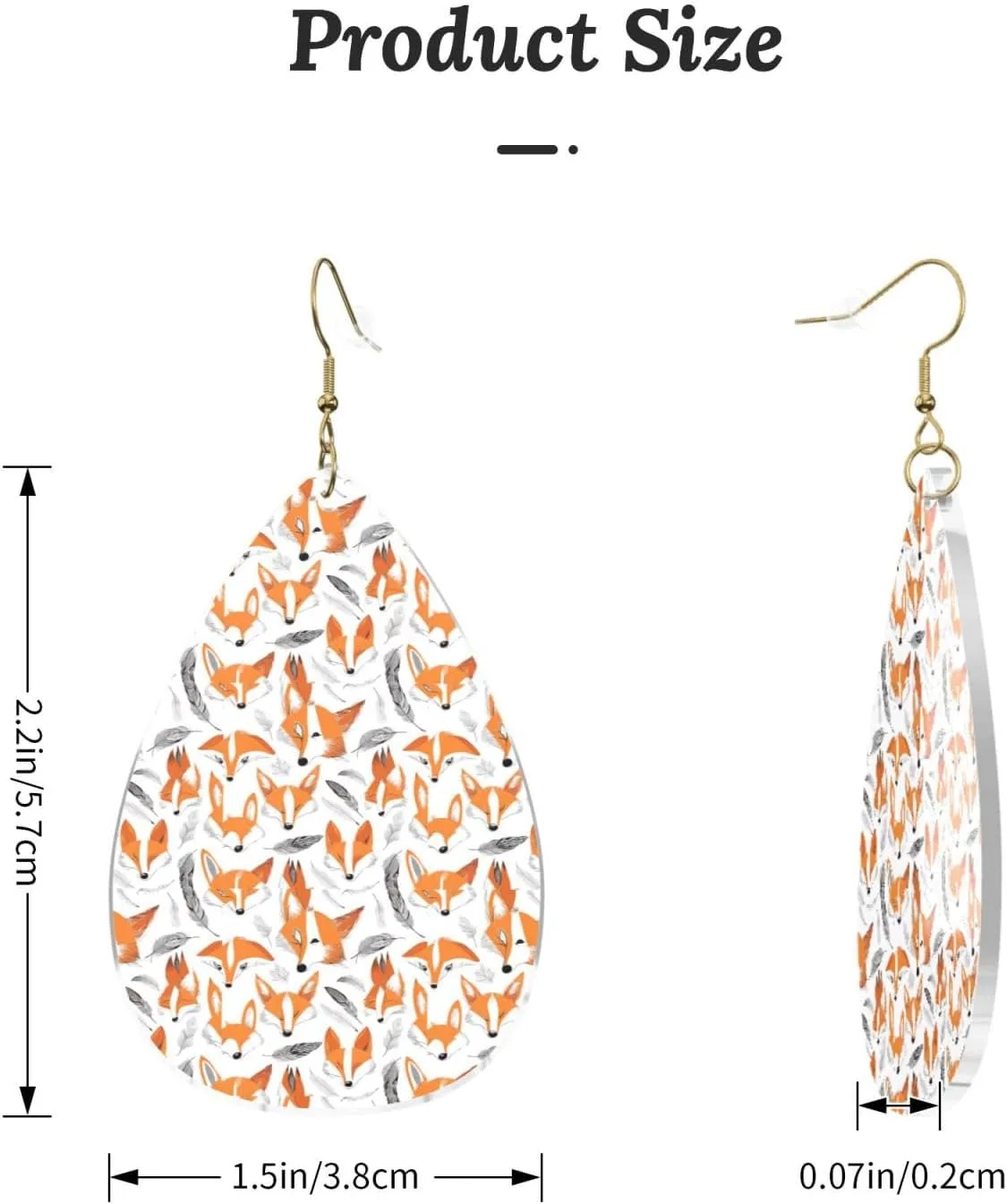 Stylish Drop-Shaped Acrylic Earrings Lightweight Printed Teardrop Dangle Earrings for Women (Cute Floral Animal Pattern)