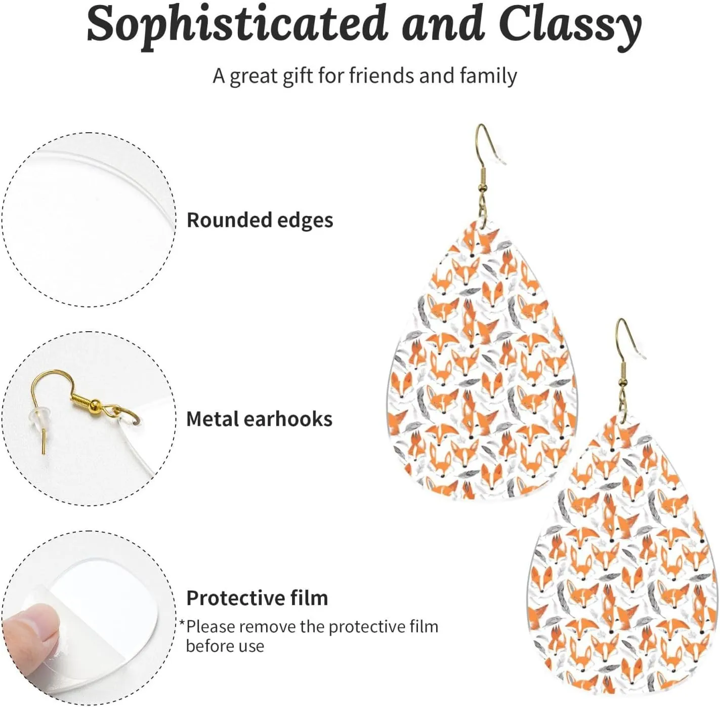 Stylish Drop-Shaped Acrylic Earrings Lightweight Printed Teardrop Dangle Earrings for Women (Cute Floral Animal Pattern)