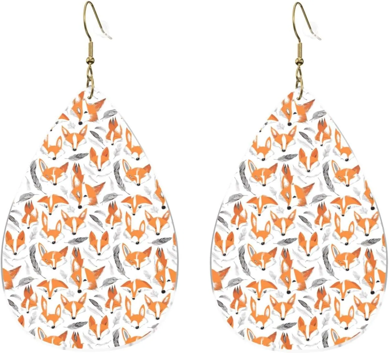 Stylish Drop-Shaped Acrylic Earrings Lightweight Printed Teardrop Dangle Earrings for Women (Cute Floral Animal Pattern)