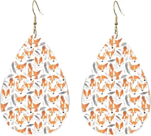 Stylish Drop-Shaped Acrylic Earrings Lightweight Printed Teardrop Dangle Earrings for Women (Cute Floral Animal Pattern)