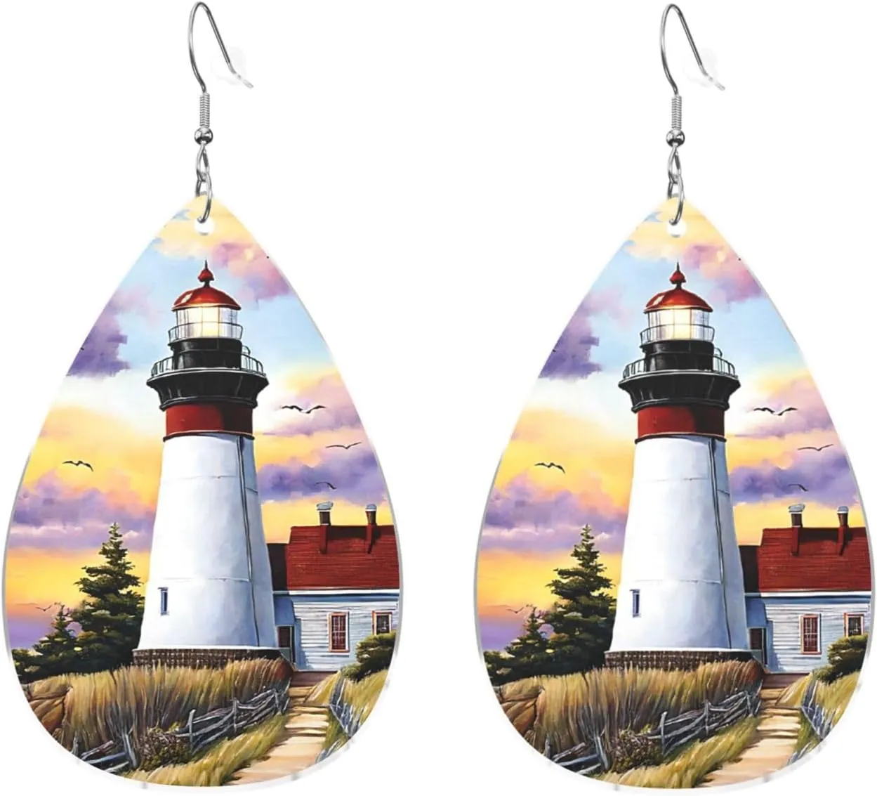 Stylish Drop-Shaped Acrylic Earrings Lightweight Printed Teardrop Dangle Earrings for Women (Diamond Painting)