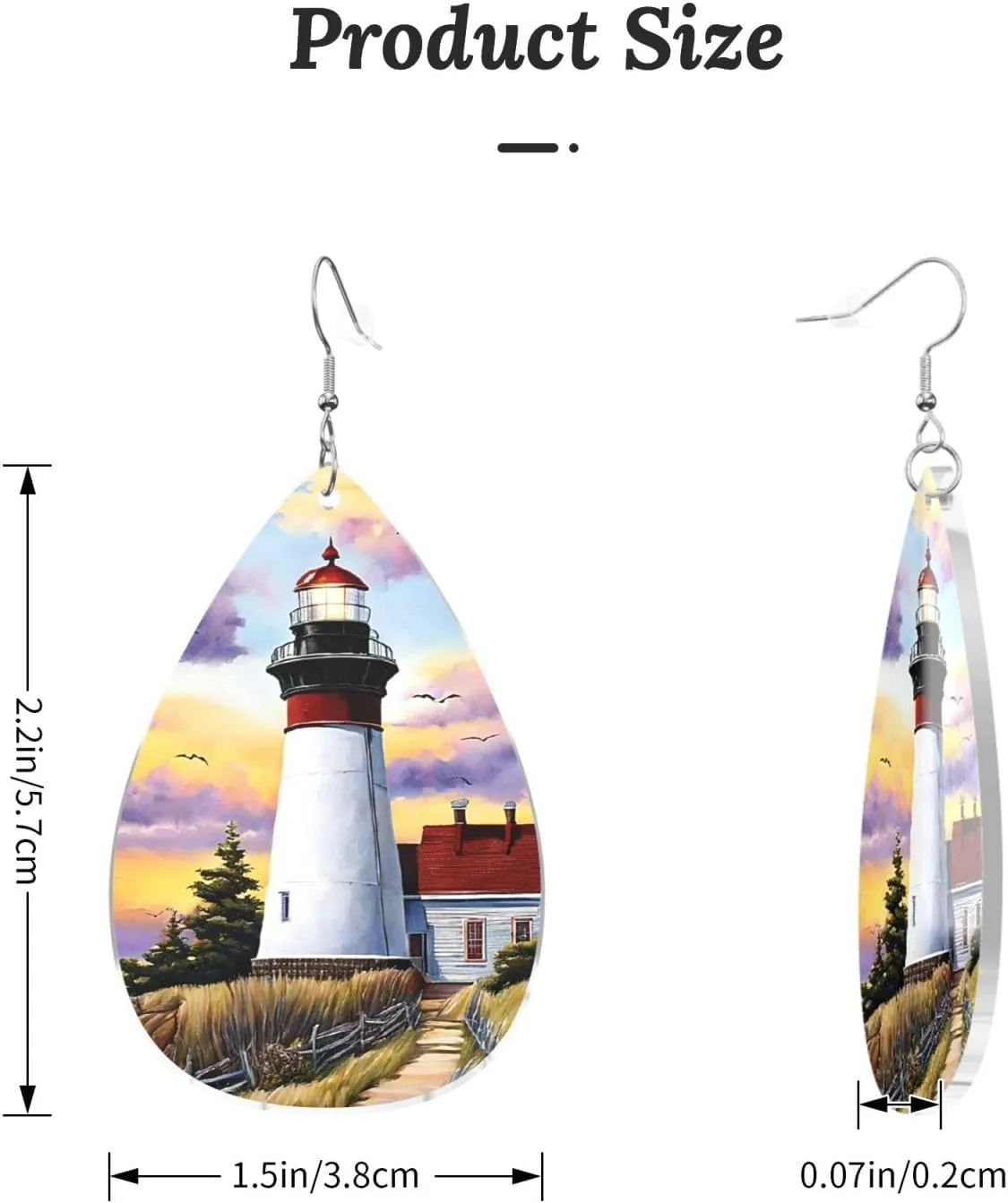 Stylish Drop-Shaped Acrylic Earrings Lightweight Printed Teardrop Dangle Earrings for Women (Diamond Painting)