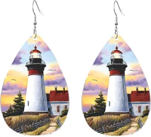 Stylish Drop-Shaped Acrylic Earrings Lightweight Printed Teardrop Dangle Earrings for Women (Diamond Painting)