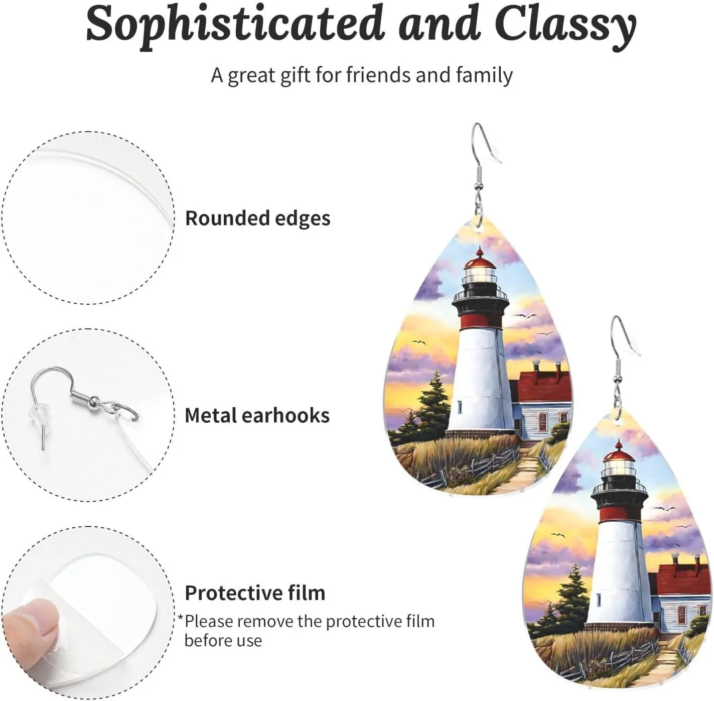 Stylish Drop-Shaped Acrylic Earrings Lightweight Printed Teardrop Dangle Earrings for Women (Diamond Painting)