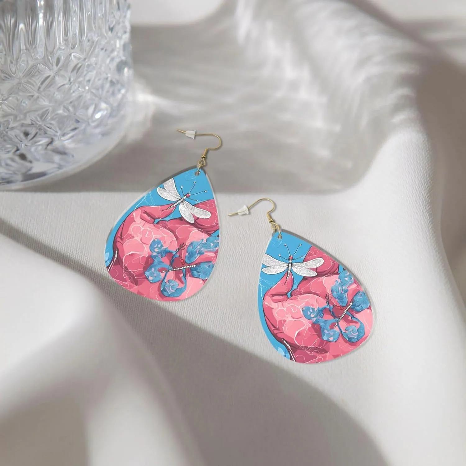 Stylish Drop-Shaped Acrylic Earrings Lightweight Printed Teardrop Dangle Earrings for Women (Dog Animal Pet)