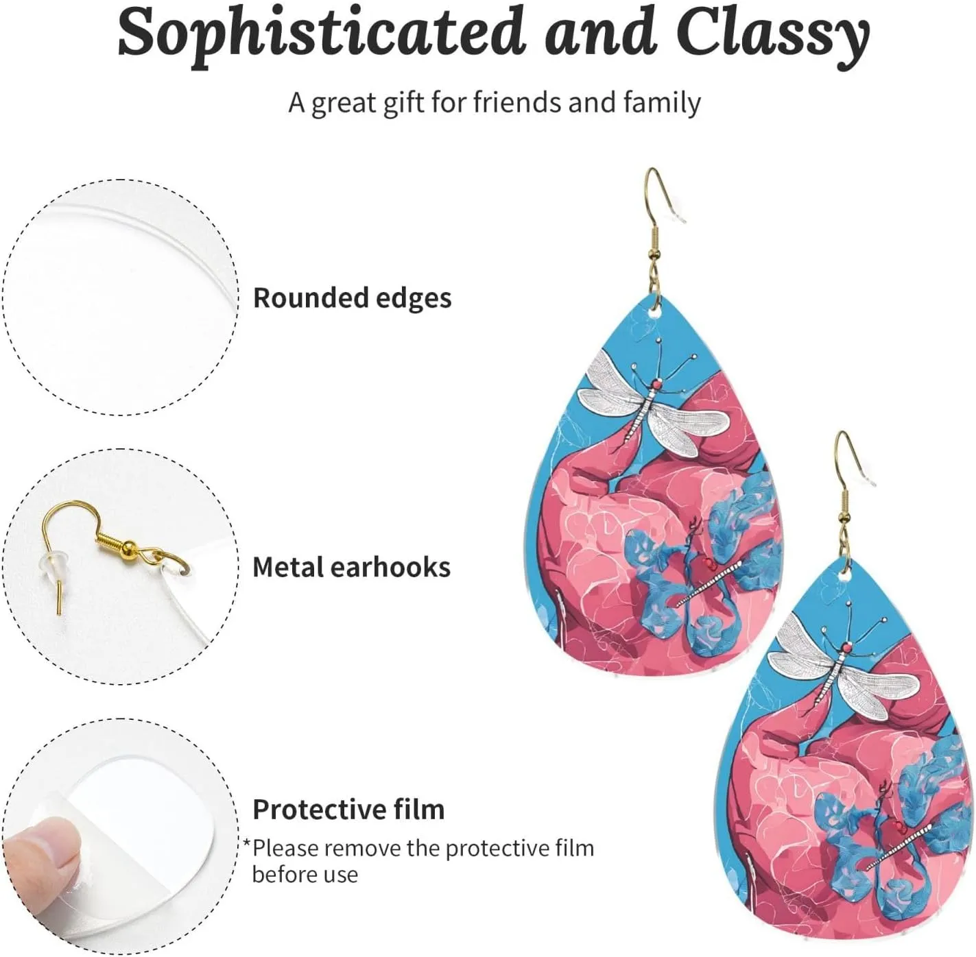 Stylish Drop-Shaped Acrylic Earrings Lightweight Printed Teardrop Dangle Earrings for Women (Dog Animal Pet)