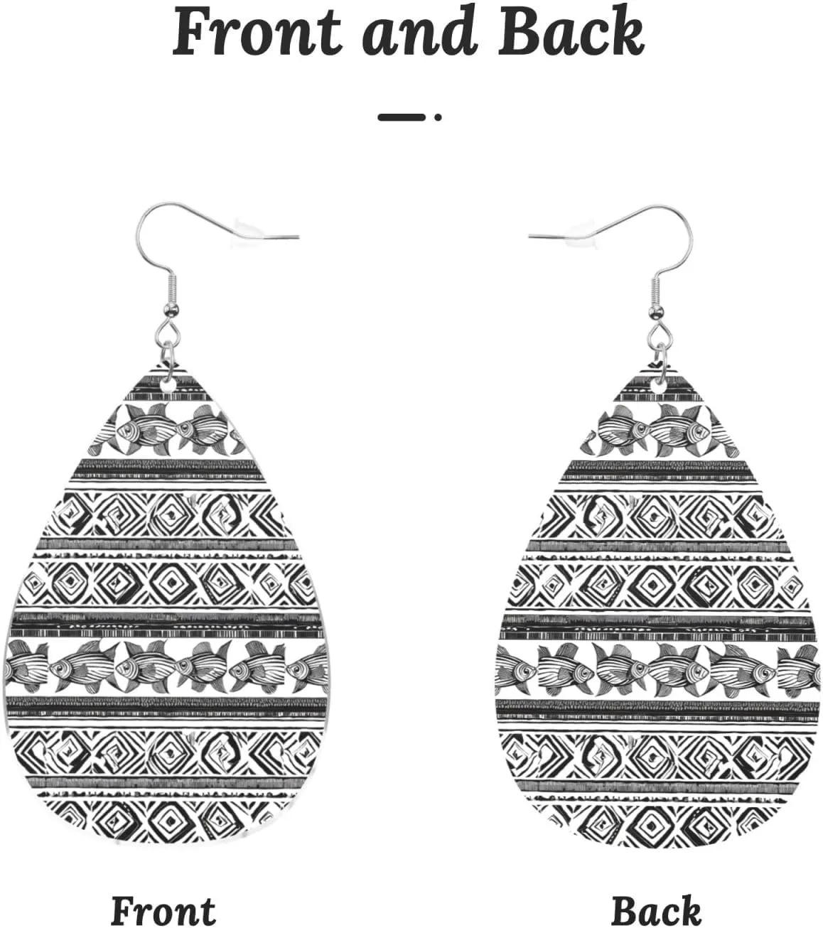 Stylish Drop-Shaped Acrylic Earrings Lightweight Printed Teardrop Dangle Earrings for Women (Ethnic Turtle Striped)