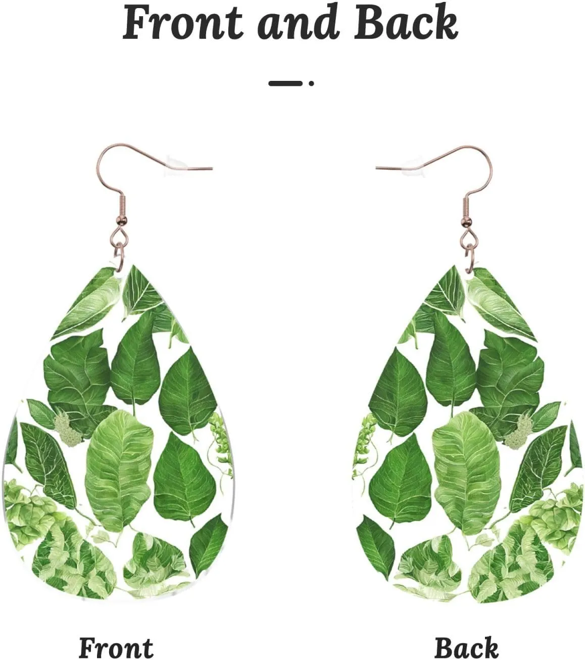 Stylish Drop-Shaped Acrylic Earrings Lightweight Printed Teardrop Dangle Earrings for Women (Monstera Deliciosa Banana Palm)