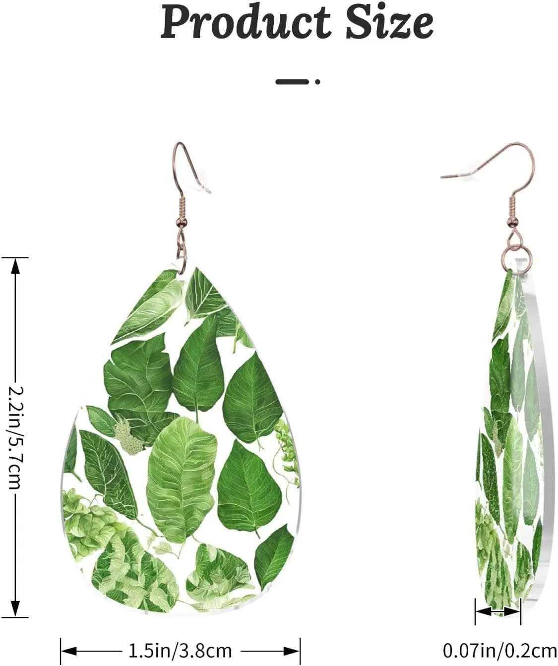 Stylish Drop-Shaped Acrylic Earrings Lightweight Printed Teardrop Dangle Earrings for Women (Monstera Deliciosa Banana Palm)