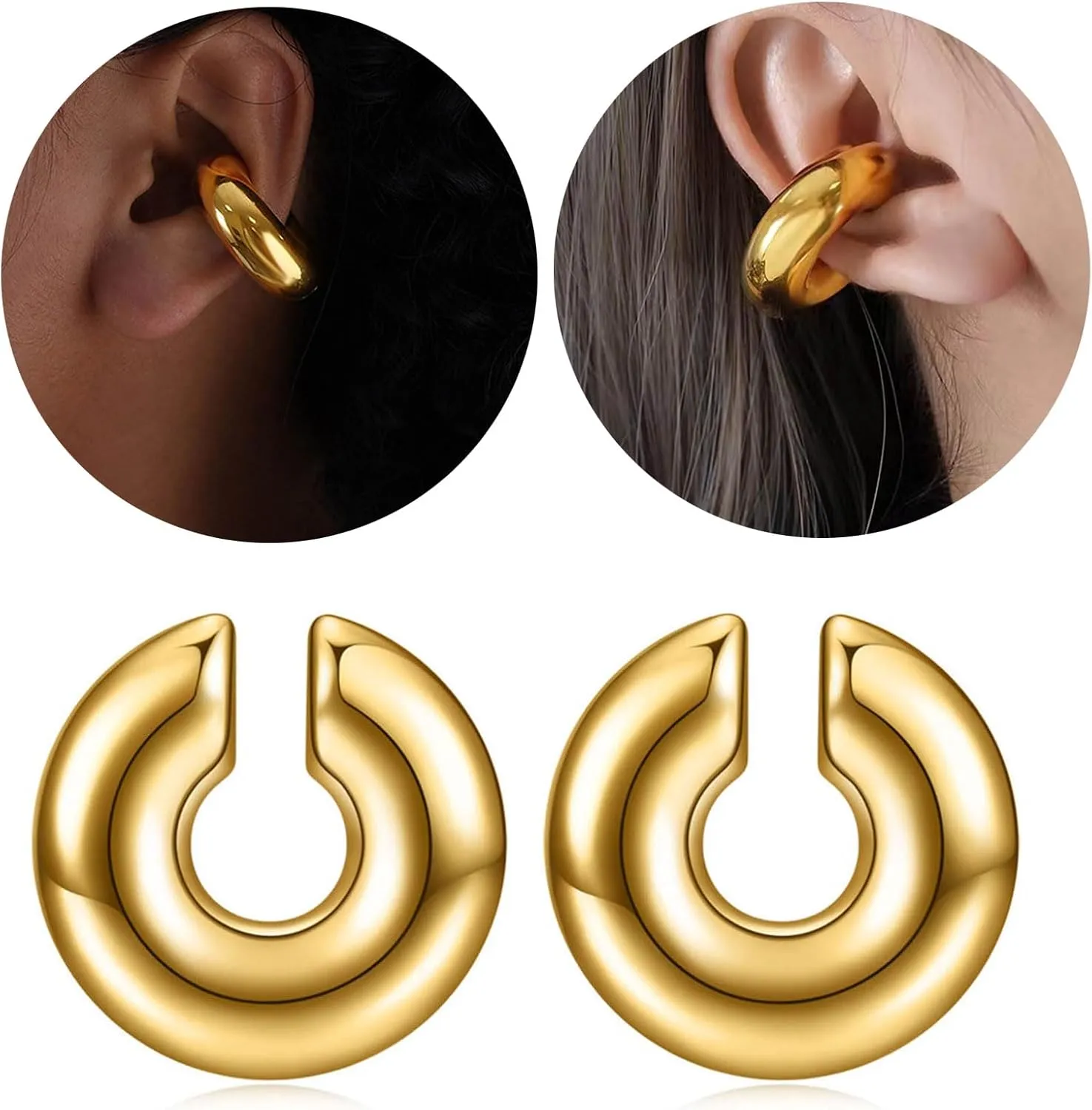 Stylish Ear Clips Elegant Piercing Ear Cuff for Men and Women Unisex Thick Cartilage Earrings Trendy Jewelry