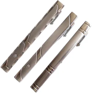Stylish Tie Pins and Clips for Men 3 Pack Polished Crystal Tie Clip Perfect for Wedding Business Formal Events