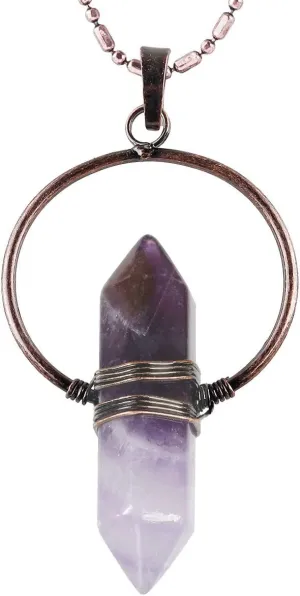 SUNYIK Crystal Double Points Pendant Necklace Reiki Cleaning Healing Gemstone Jewelry for Women Men