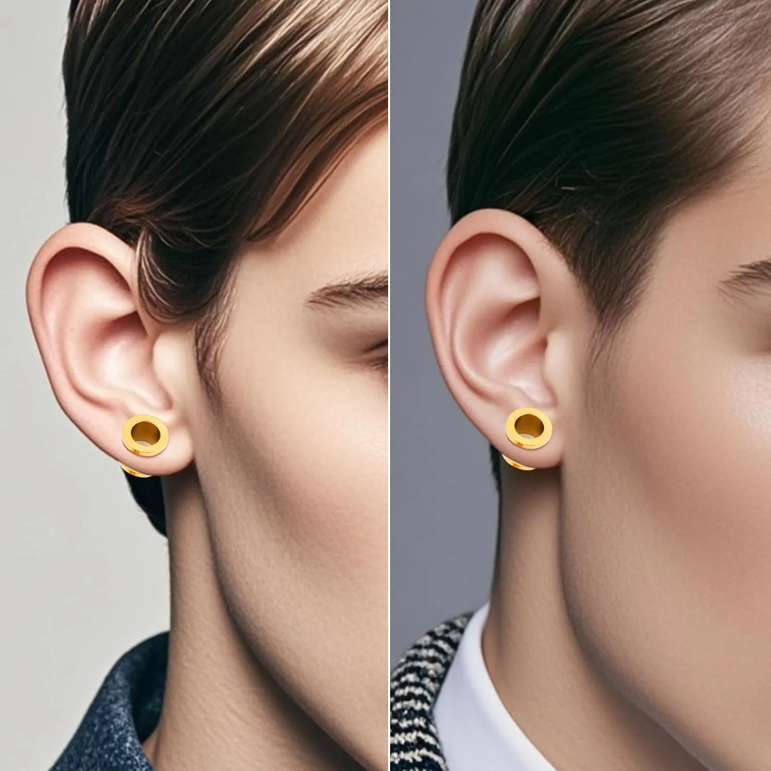 Surgical Steel Gold Anodized Screw-fit Ear Stretching Lobe Plugs, Pair