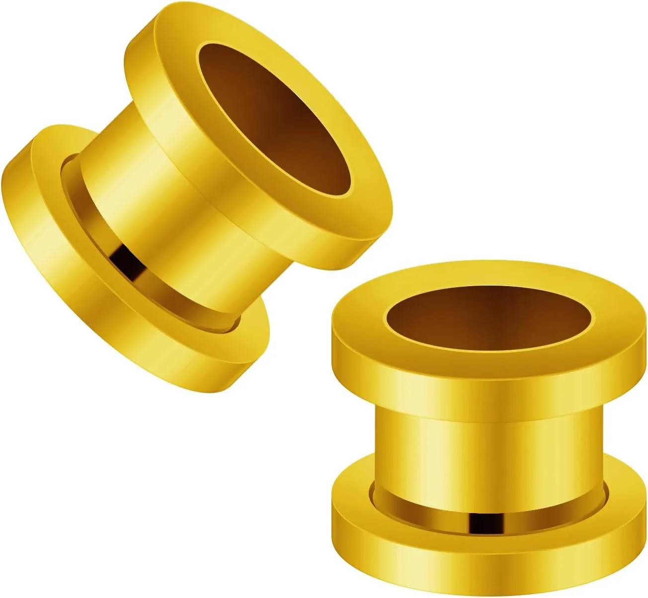 Surgical Steel Gold Anodized Screw-fit Ear Stretching Lobe Plugs, Pair