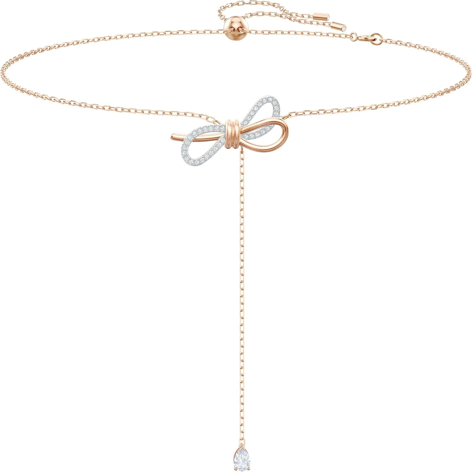 Swarovski Lifelong Bow Necklace and Bracelet Jewelry Collection, Clear Crystals, Rhodium Finish
