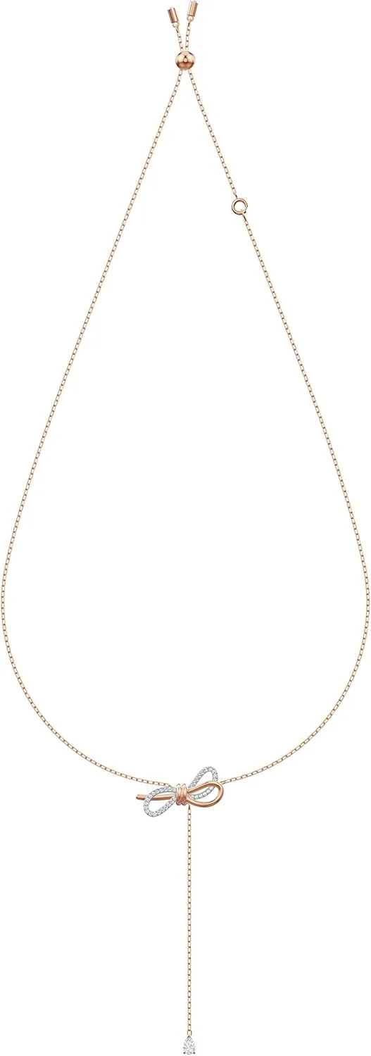 Swarovski Lifelong Bow Necklace and Bracelet Jewelry Collection, Clear Crystals, Rhodium Finish