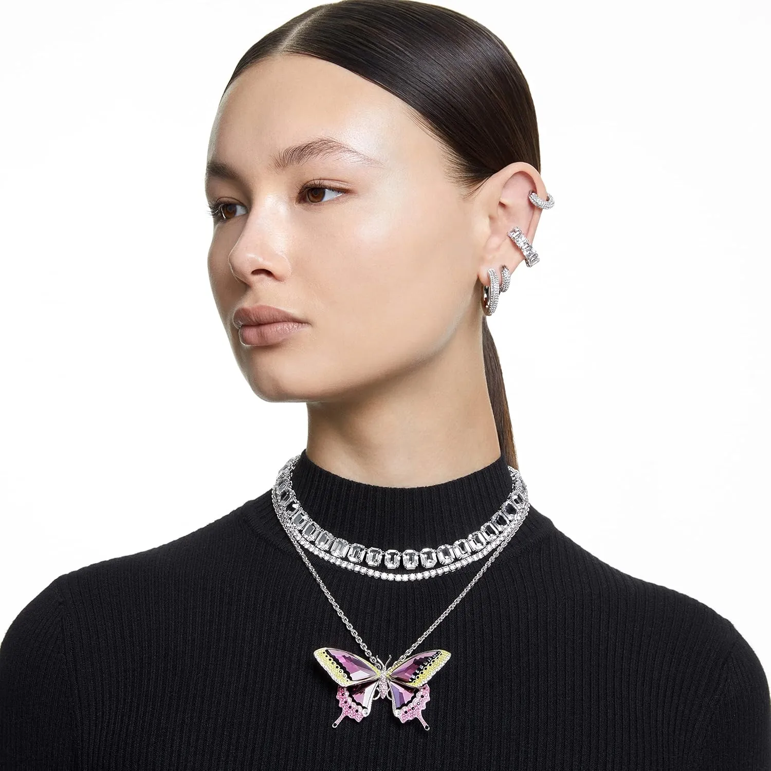 Swarovski Matrix Crystal Necklace Collection, Pink, Yellow, and Clear Crystals