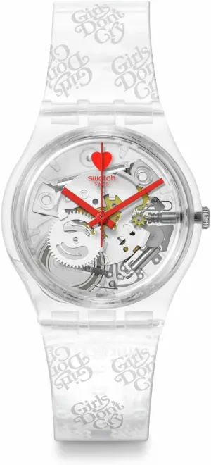 Swatch Casual Watch Unisex Transparent Bio-sourced Quartz Girls Don't CRY by VERDY