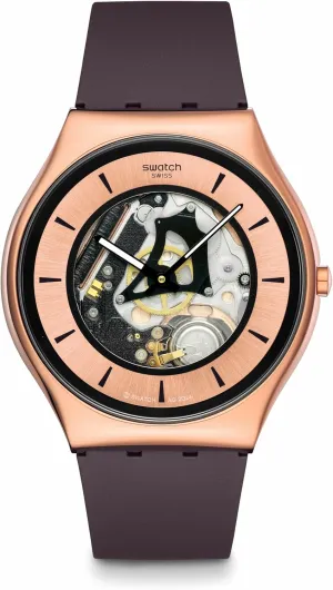 Swatch Unisex Casual Watch Brown Stainless Steel Quartz Copper Flame