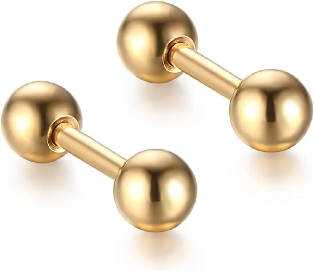Tanyoyo 4mm Surgical Stainless Steel Ear Piercing Studs Earrings sets 5-6 Pair Mixed Colors High Polished 16G 