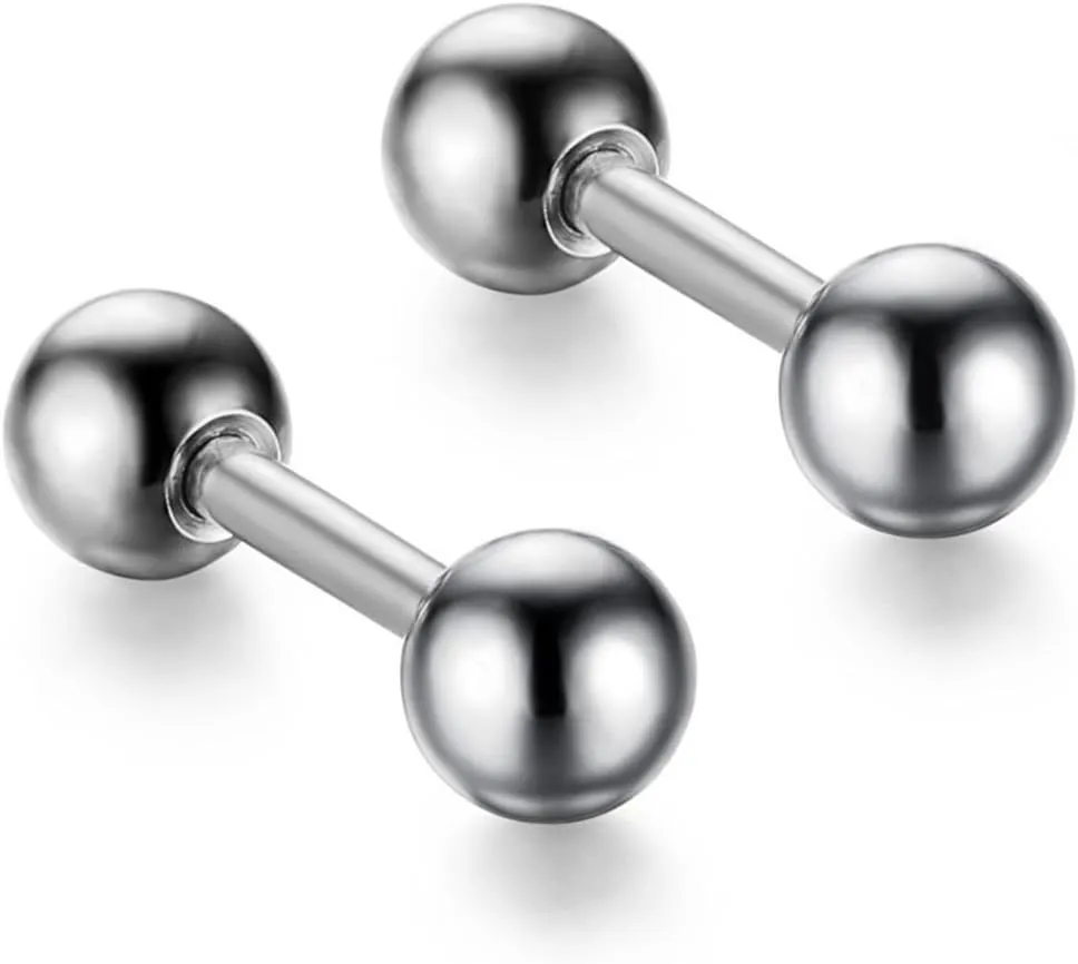 Tanyoyo 4mm Surgical Stainless Steel Ear Piercing Studs Earrings sets 5-6 Pair Mixed Colors High Polished 16G 